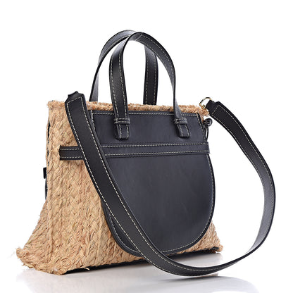 Loewe Calfskin Raffia Small Gate Tote Black 3 of 10