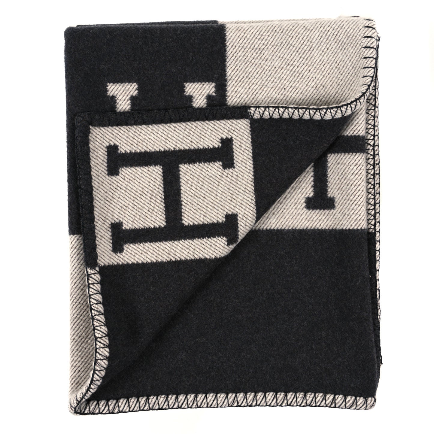 Wool Cashmere Avalon III Blanket Ecru Black