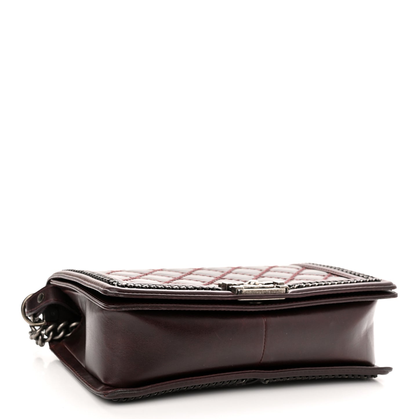 Goatskin Quilted New Medium Boy Handle Flap Burgundy