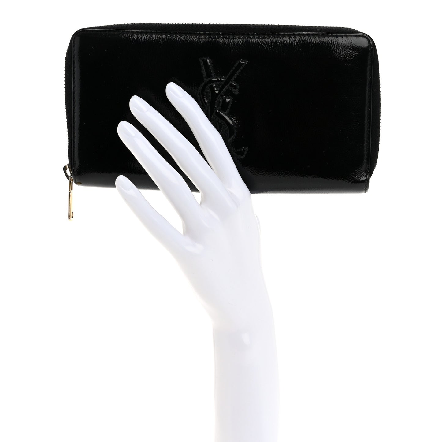 Textured Patent Monogram Belle De Jour Zip Around Wallet Black