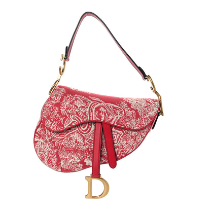 Christian Dior Canvas Reverse Embroidered Toile De Jouy Saddle Bag Fuchsia Multicolor 1 of 9
