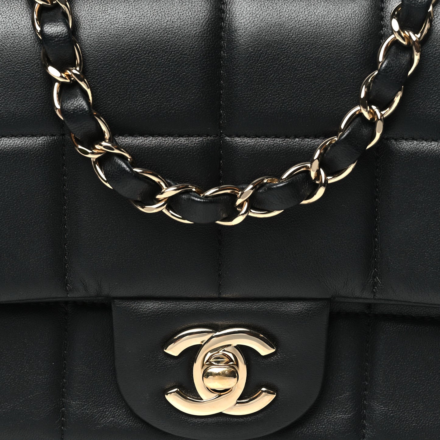Lambskin Resin Crystal Square Quilted Mini Monacoco Flap Black