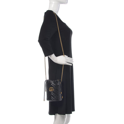Gucci Calfskin Matelasse Mini GG Marmont 2.0 Bucket Bag Black 2 of 8
