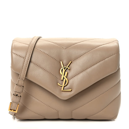 Saint Laurent Calfskin Y Quilted Monogram Toy Loulou Crossbody Bag Dark Beige 1 of 14