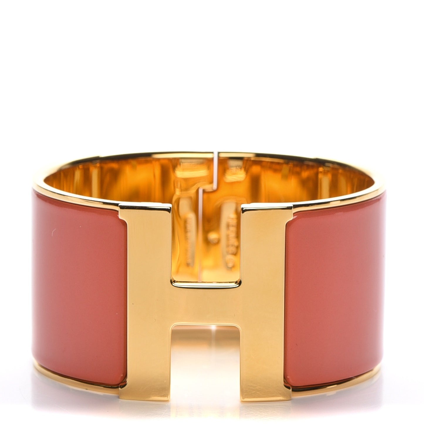 Enamel Extra Wide Clic Clac H Bracelet GM Rouge Corail