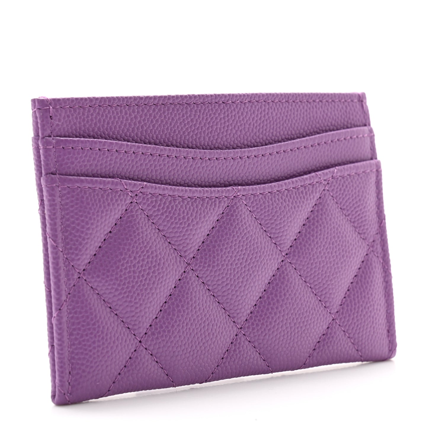 Caviar Quilted Card Holder Purple