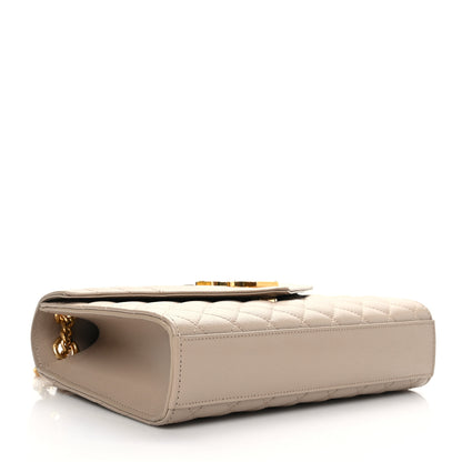 Saint Laurent Grain De Poudre Textured Mixed Matelasse Medium Triquilt Monogram Satchel Dark Beige 4 of 8
