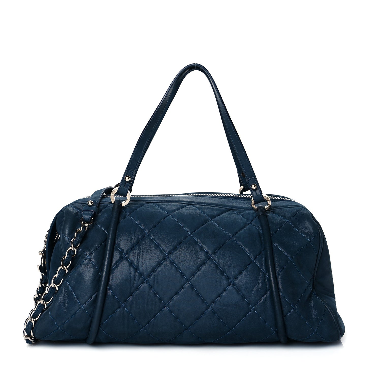 Iridescent Calfskin Quilted Relax CC Bowler Blue