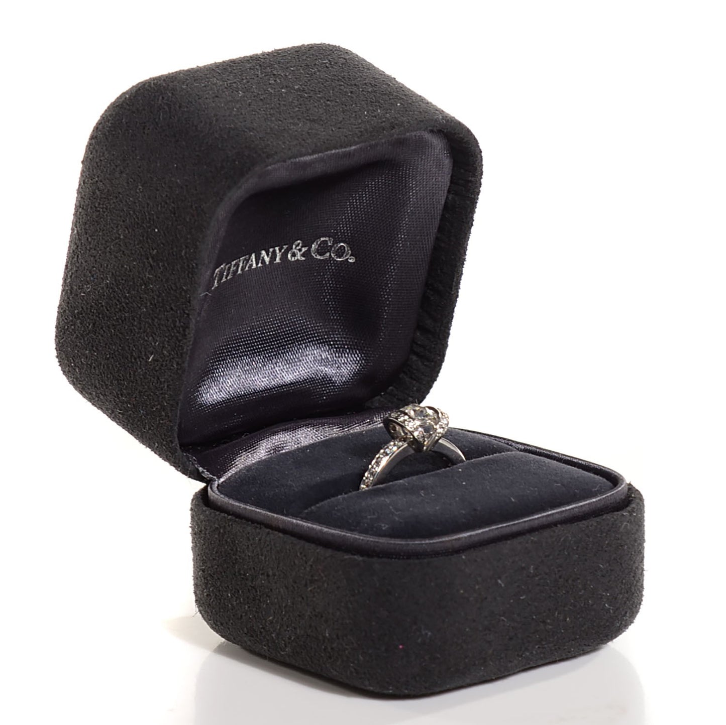 Platinum Diamond Ribbon Engagement Ring 4.75