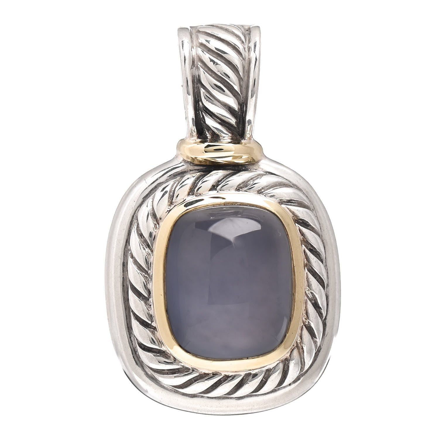 David Yurman Sterling Silver 14K Yellow Gold Blue Chalcedony Albion Pendant 1 of 3