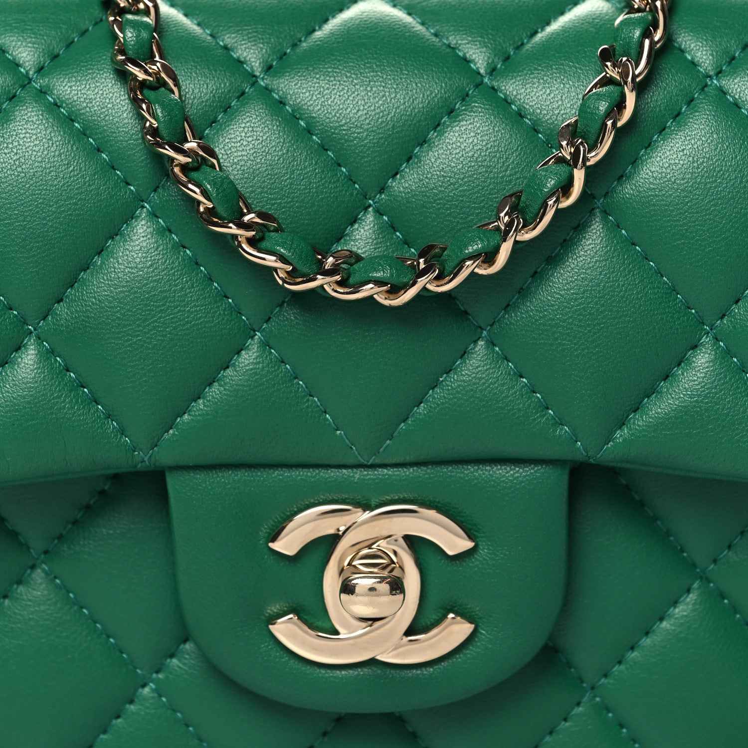 Chanel Lambskin Quilted Mini Top Handle Rectangular Flap Green Green 8 of 10