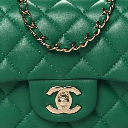 Chanel Lambskin Quilted Mini Top Handle Rectangular Flap Green Green 8 of 10