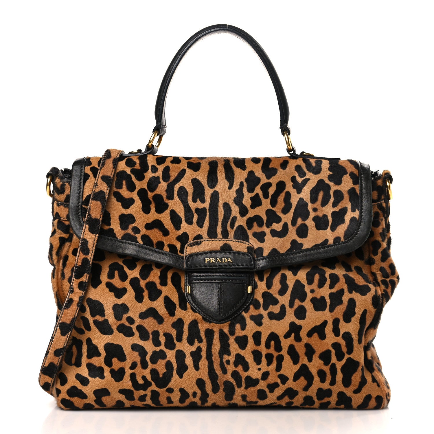 Prada Cavallino Leopard Print Tote Sabbia Moro 1 of 9