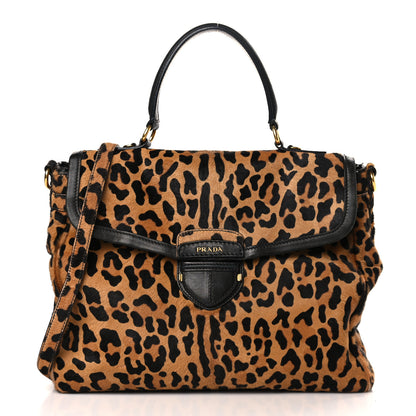 Prada Cavallino Leopard Print Tote Sabbia Moro 1 of 9