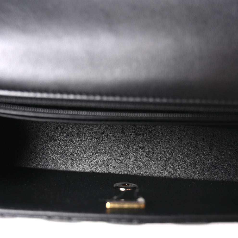 Chanel Lambskin Quilted Crystal Top Handle Small Rectangular Flap Black ...