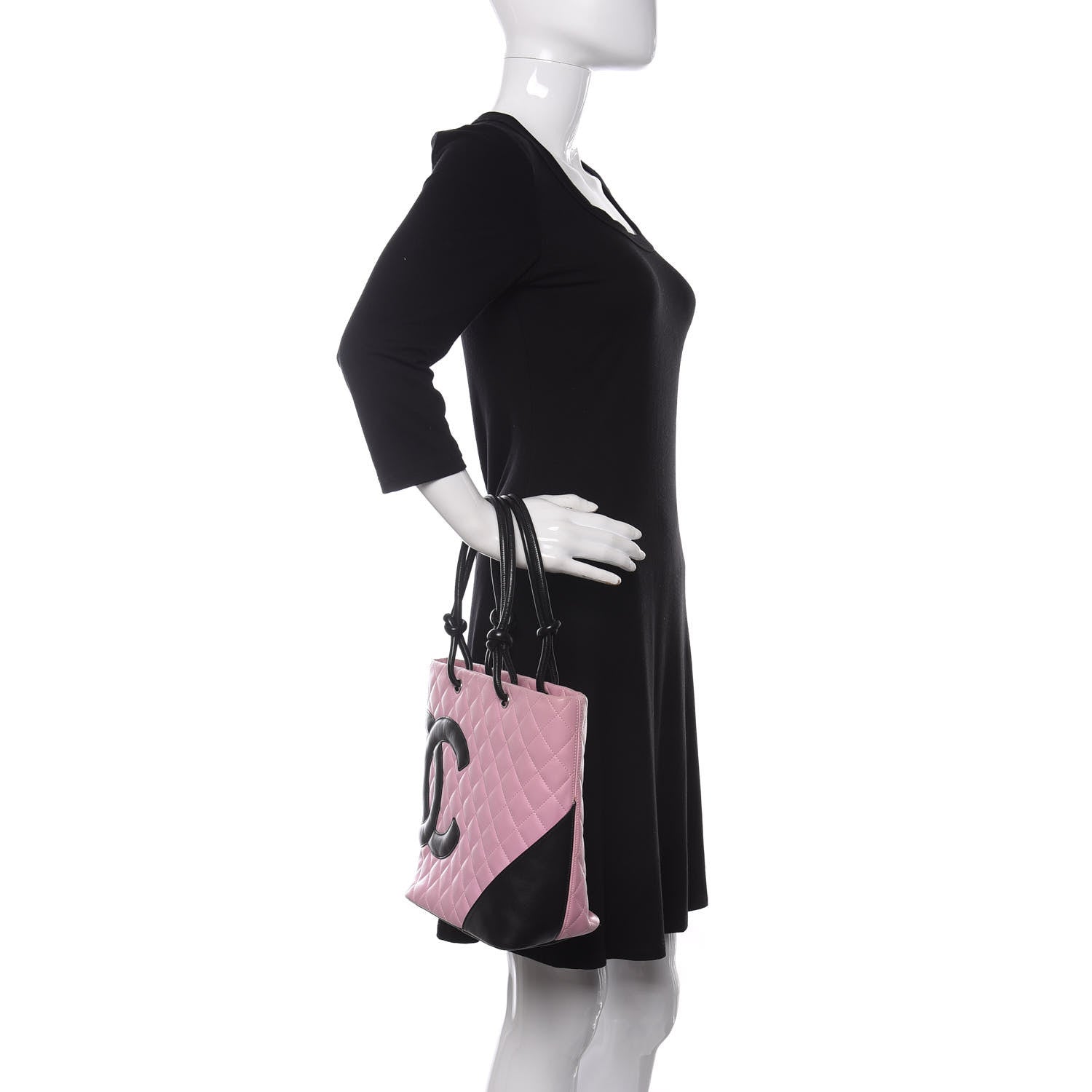 Chanel Calfskin Quilted Medium Cambon Tote Pink Black 2 of 16