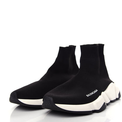Balenciaga Neoprene Knit Womens Speed Sneakers 38 Black White 3 of 10