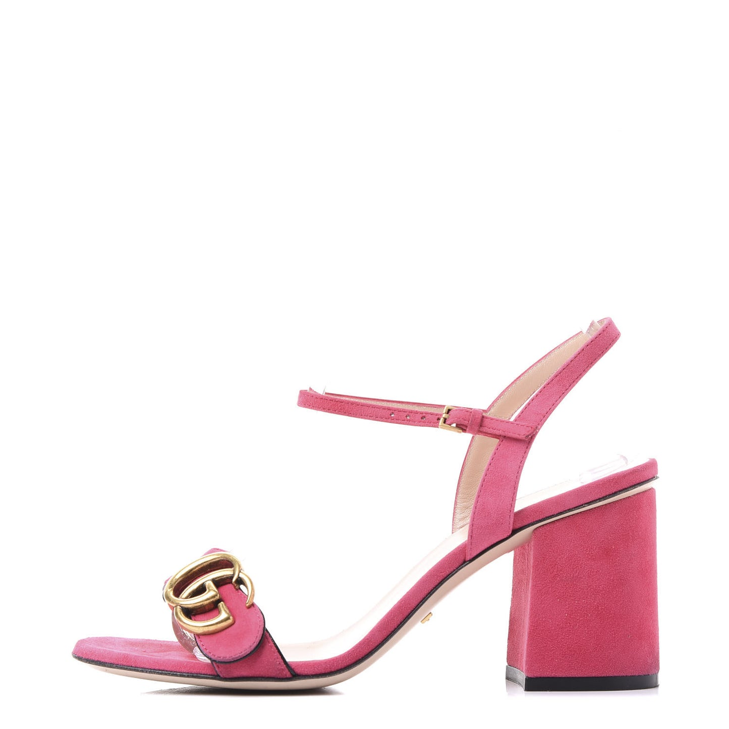Kid Scamosciato GG Marmont Ankle Wrap 75mm Sandals 37 Hot Pink