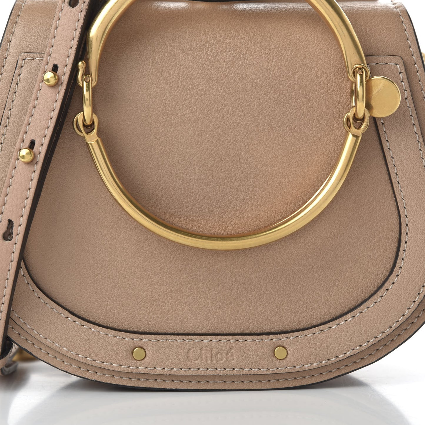 Calfskin Suede Small Nile Bracelet Bag Biscotti Beige