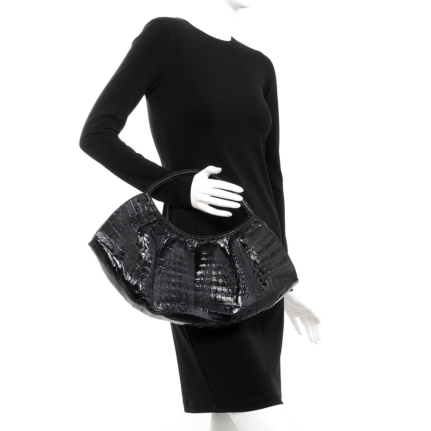 Crocodile Shoulder Bag Black