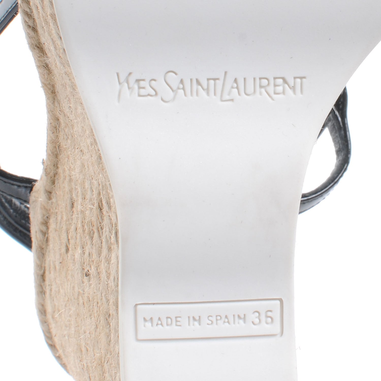 Saint Laurent Patent Saint Malo Platform Espadrille Wedge Sandals 36 Black 5 of 6