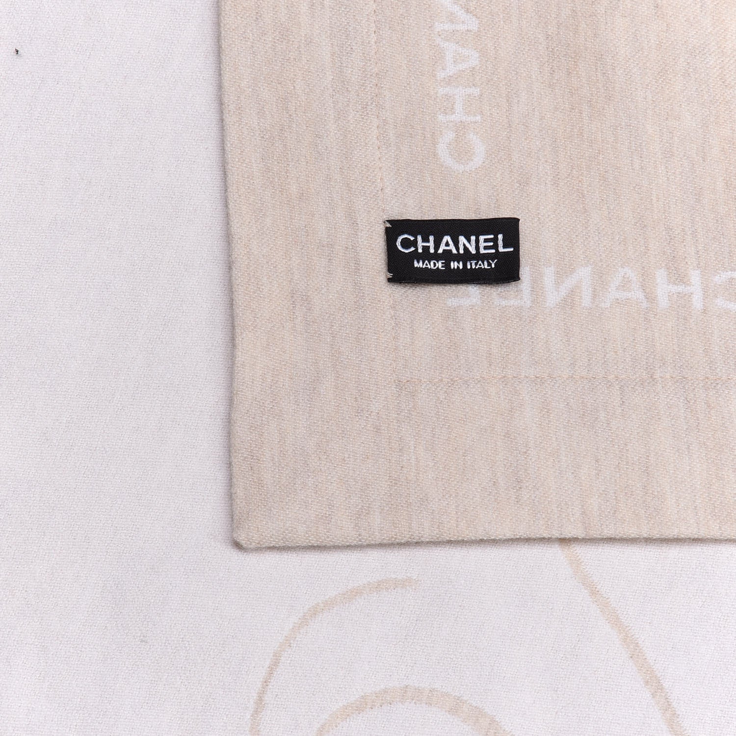 Chanel Wool Silk Coco Scarf Beige 4 of 4