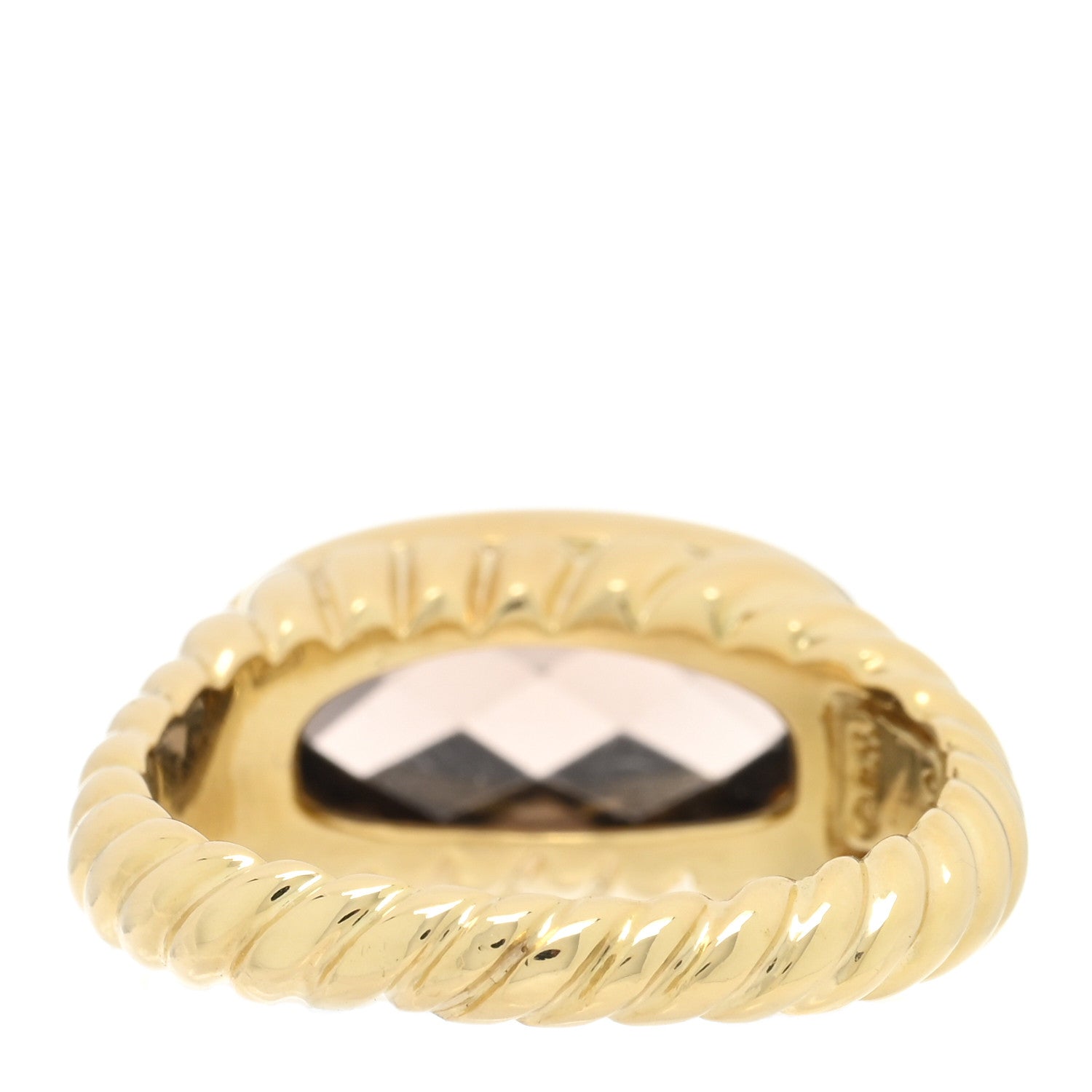 David Yurman 18K Yellow Gold Smoky Quartz Color Classics Ring 54 7 3 of 4