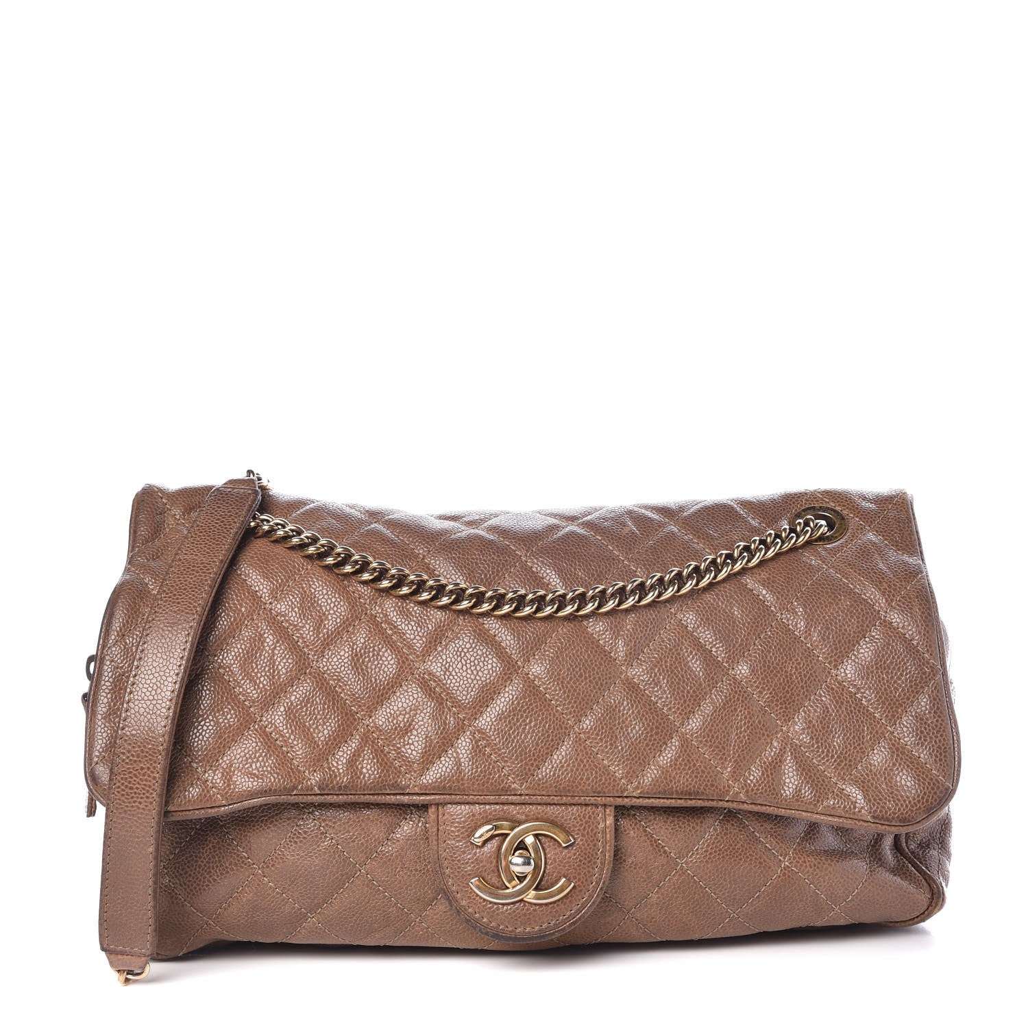 Chanel Crumpled Caviar Quilted Large Shiva Flap Brown 1 of 7