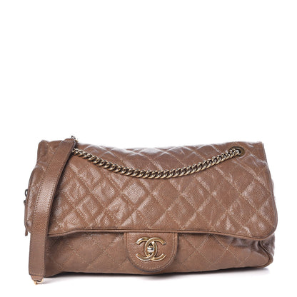 Chanel Crumpled Caviar Quilted Large Shiva Flap Brown 1 of 7