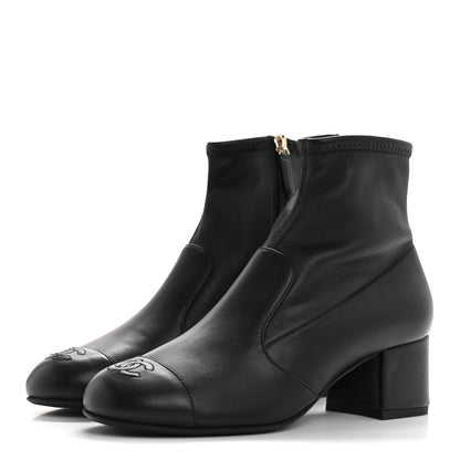 Chanel Stretch Lambskin Cap Toe CC Short Boots 38 Black 3 of 8
