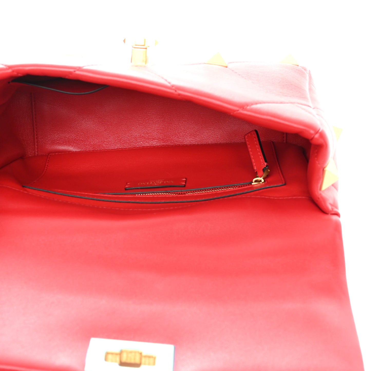 Nappa Large Roman Stud Shoulder Bag Rouge Pur
