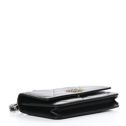 Chanel Shiny Goatskin Quilted Chanel 19 Wallet On Chain WOC Black 4 of 13