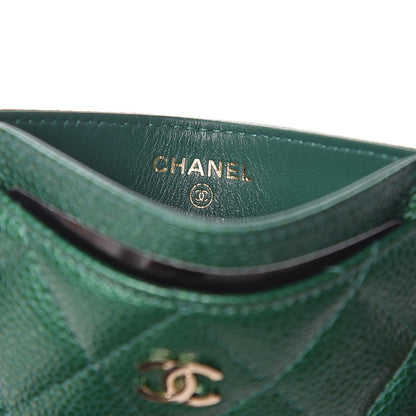 Chanel Metallic Caviar Quilted Card Holder Green 6 of 8
