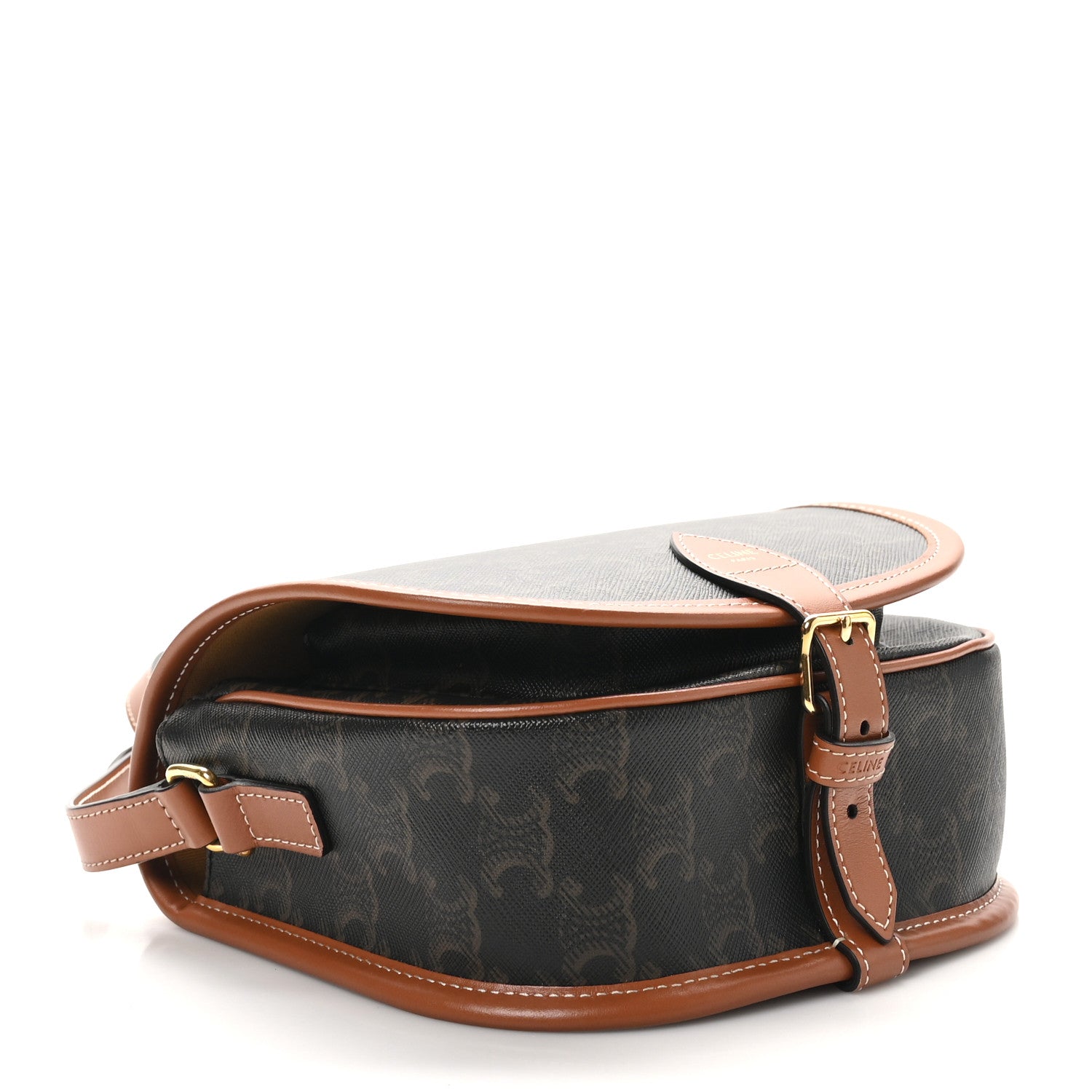 Celine Triomphe Canvas Medium Folco Bag Tan 4 of 9