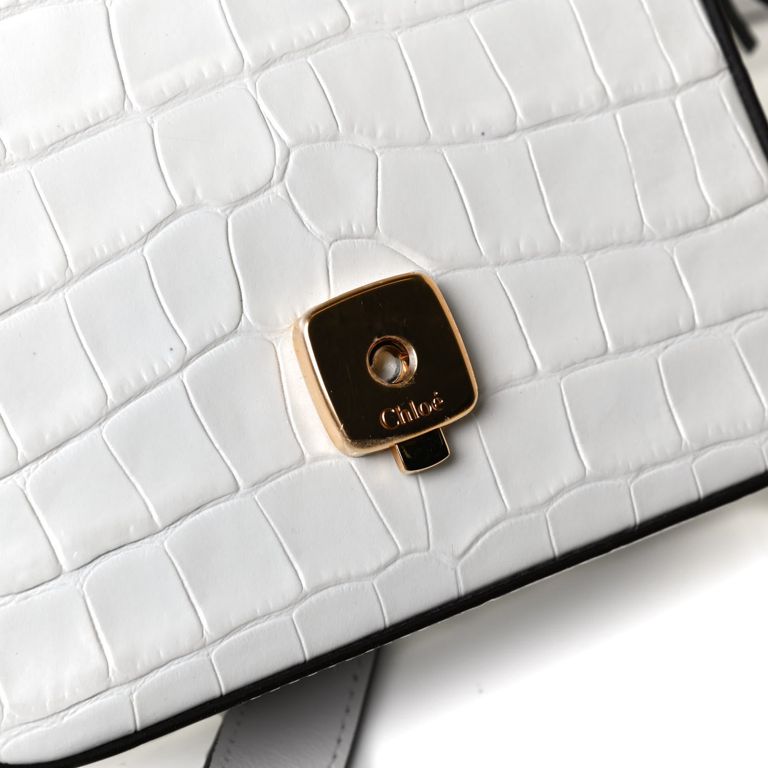 Chloe Calfskin Crocodile Embossed Mini C Double Carry Brilliant White 12 of 12