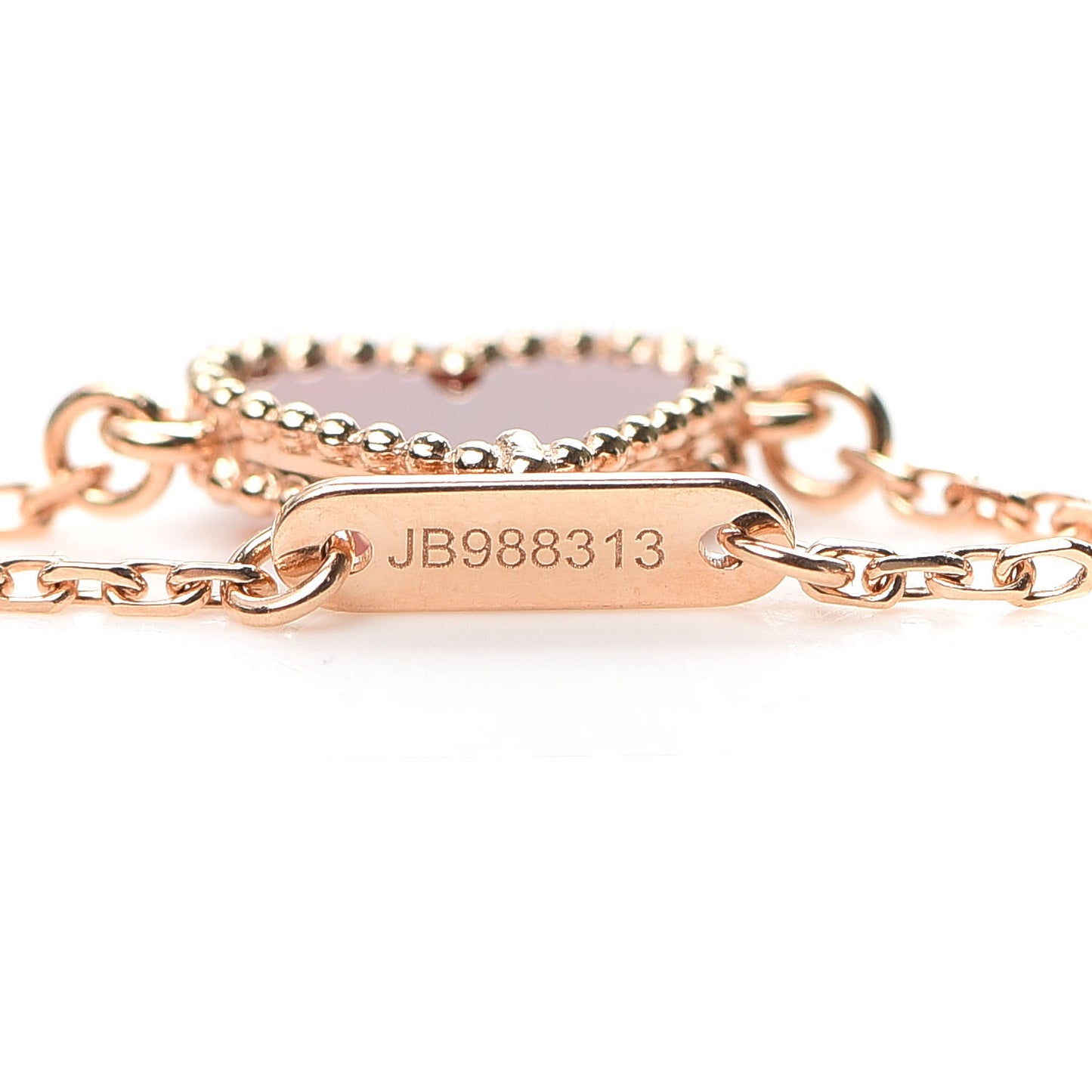 18K Rose Gold Carnelian Sweet Alhambra Heart Bracelet