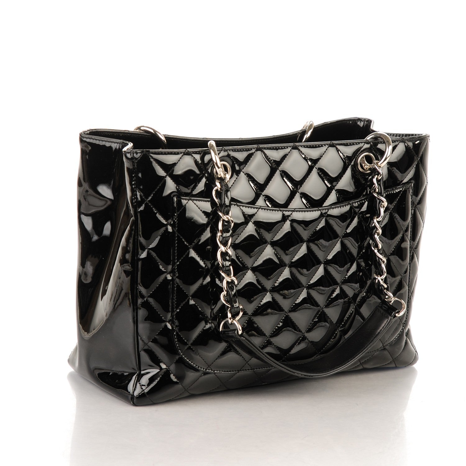 Chanel Patent Quilted Grand Shopping Tote GST Black 3 of 7