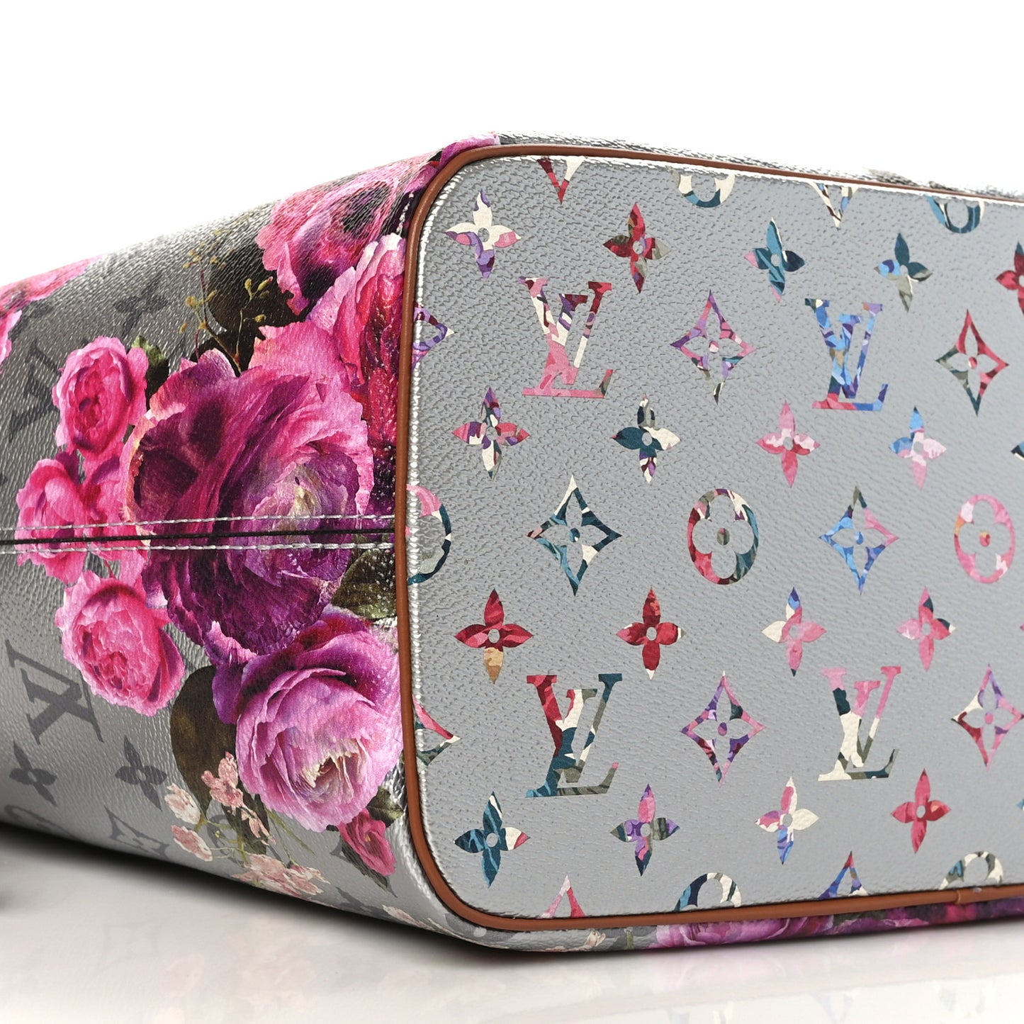 Metallic Monogram LV Garden Neverfull MM Silver