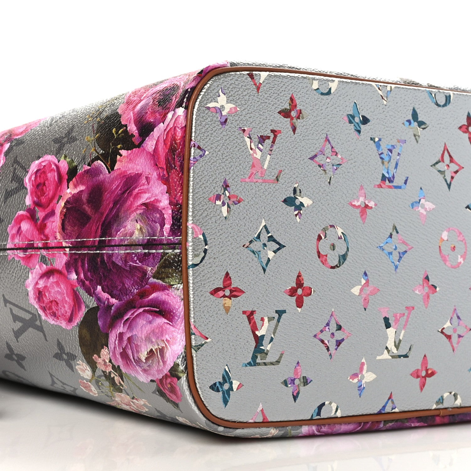 Louis Vuitton Metallic Monogram LV Garden Neverfull MM Silver 7 of 8