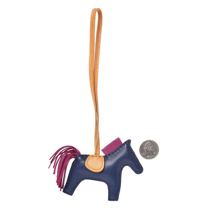 Hermes Milo Lambskin Grigri Rodeo Horse Bag Charm PM Bleu Saphir Rose Pourpre Bouton D'Or 2 of 4