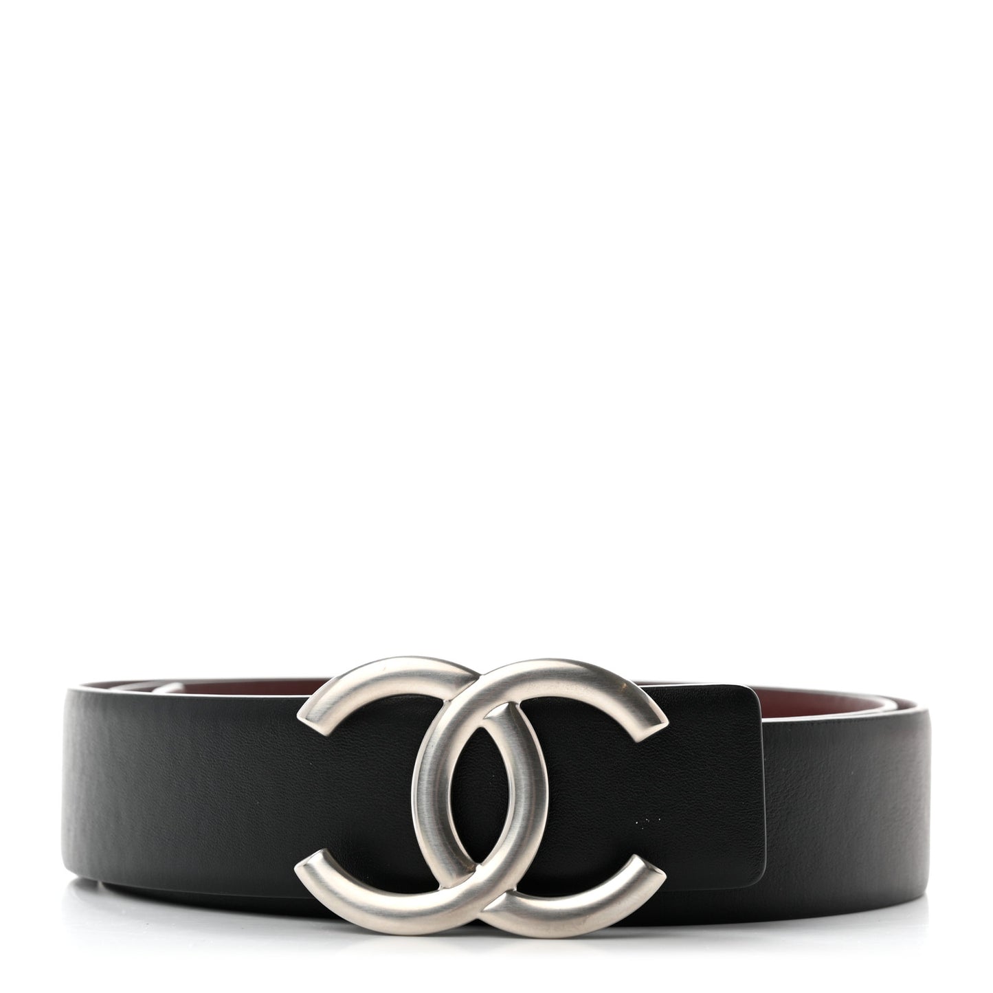 Calfskin CC Reversible Belt 85 Black Burgundy