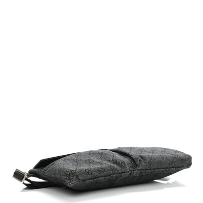 Gucci Denim Monogram Double Pocket Belt Bag Black 4 of 9
