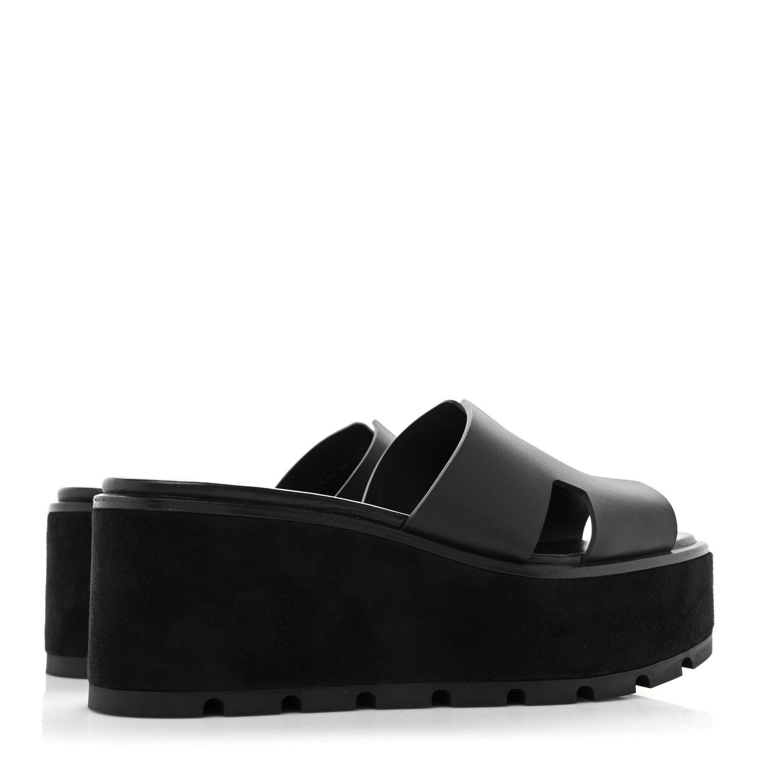 Hermes Calfskin Suede Eze 30 Sandals 37 Black 4 of 8