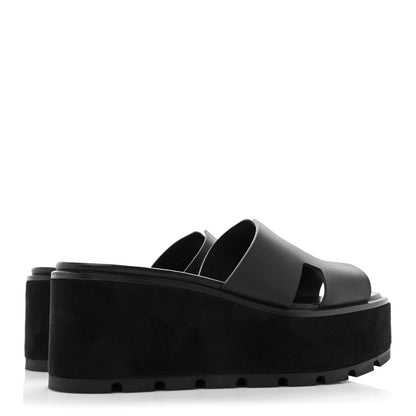 Hermes Calfskin Suede Eze 30 Sandals 37 Black 4 of 8