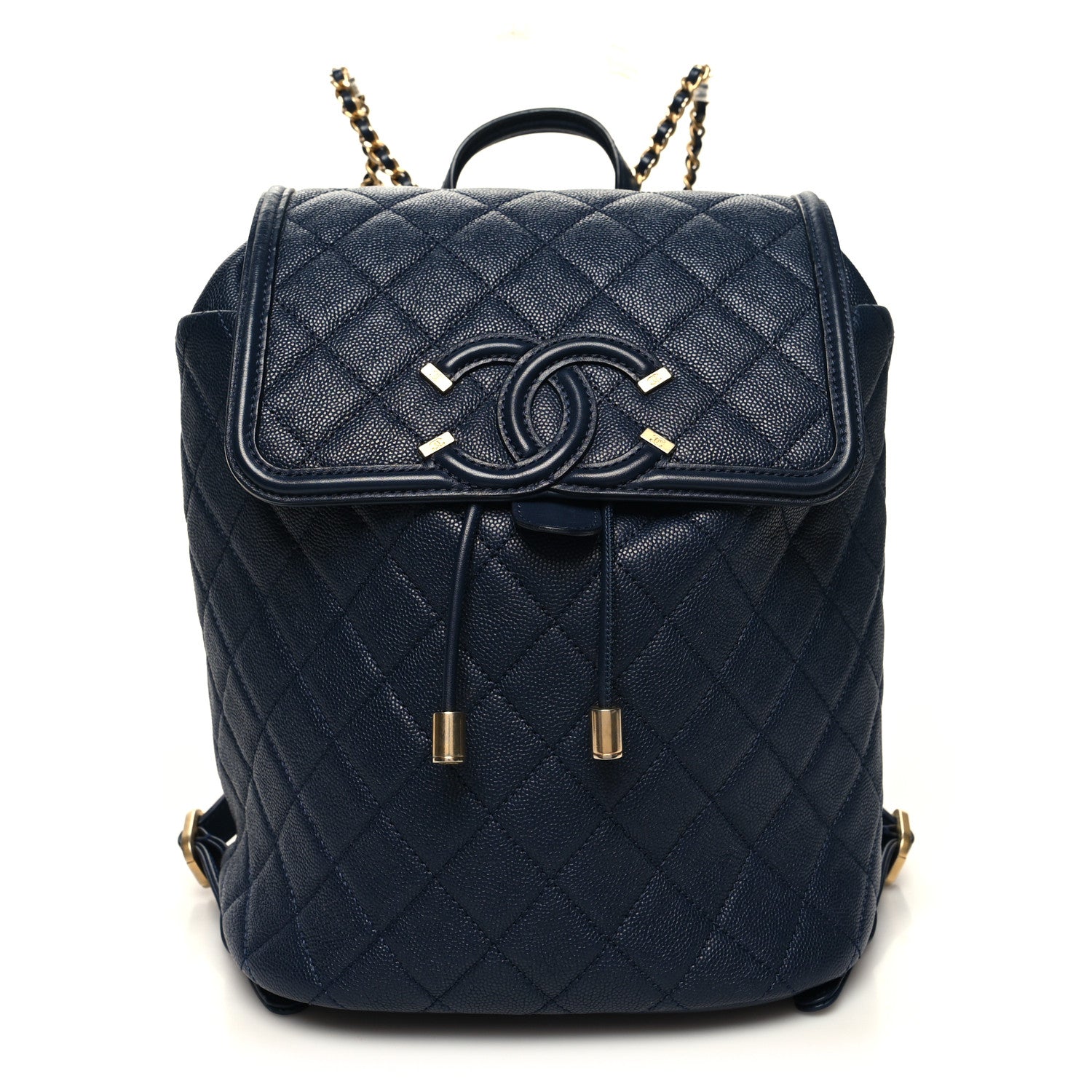 Chanel Caviar Quilted Filigree Backpack Navy 1 of 10