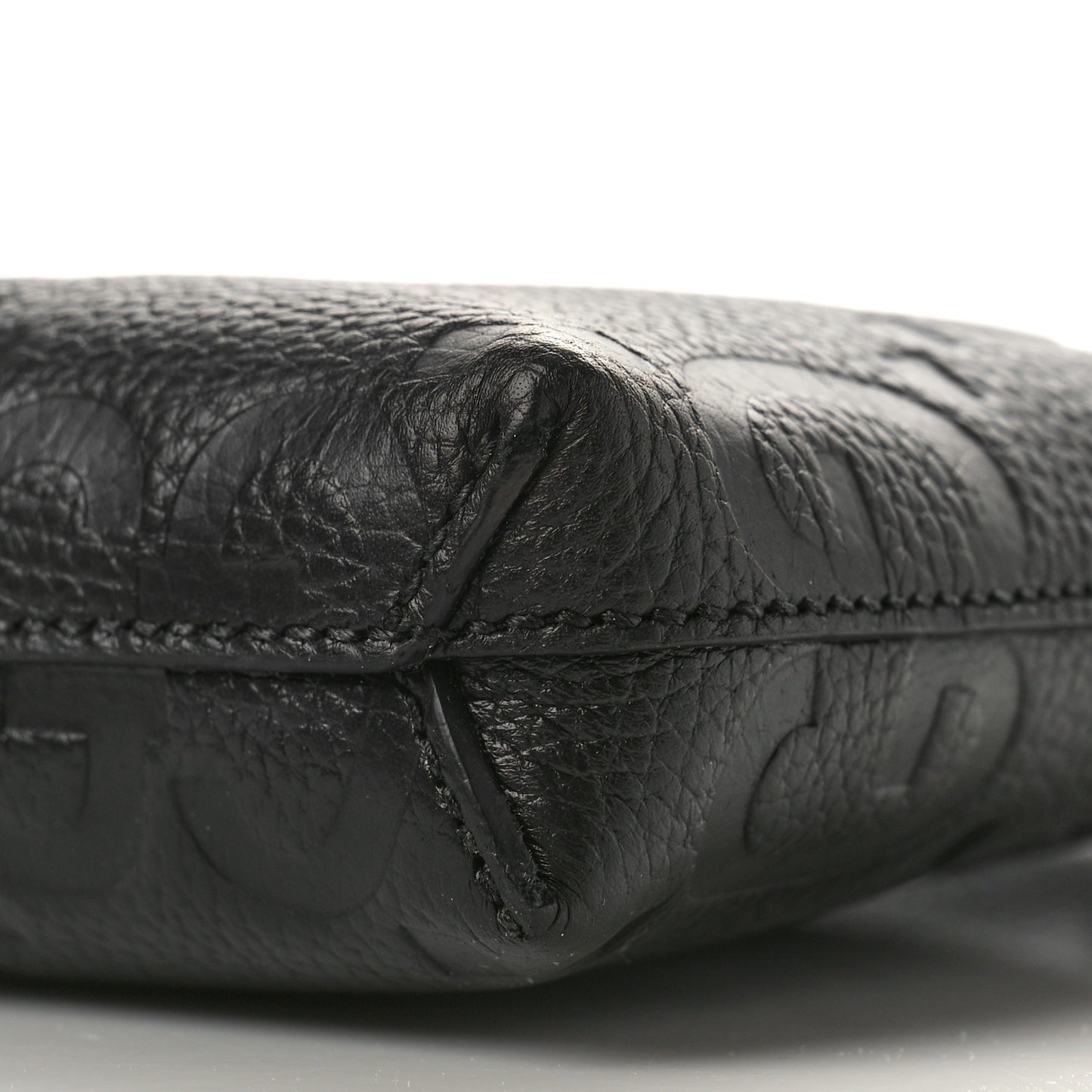 Piuma Calfskin Jumbo GG Embossed Medium Wristlet Messenger Bag Black
