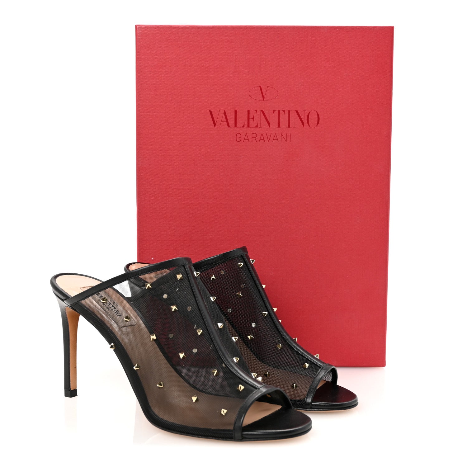 Valentino Garavani Calfskin Mesh Rockstud Mule 37 Black 10 of 10