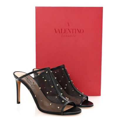 Valentino Garavani Calfskin Mesh Rockstud Mule 37 Black 10 of 10