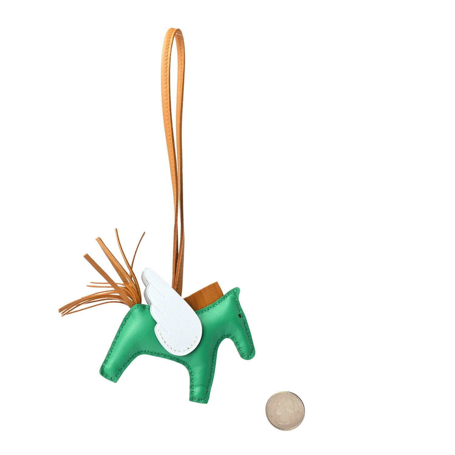 Hermes Milo Lambskin Grigri Rodeo Pegase Horse Bag Charm PM Menthe Sesame Bleu Brume 2 of 4