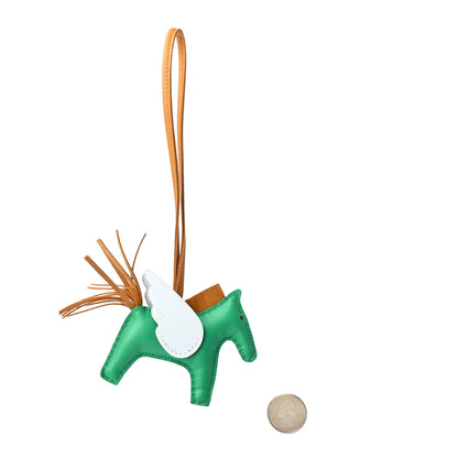 Hermes Milo Lambskin Grigri Rodeo Pegase Horse Bag Charm PM Menthe Sesame Bleu Brume 2 of 4